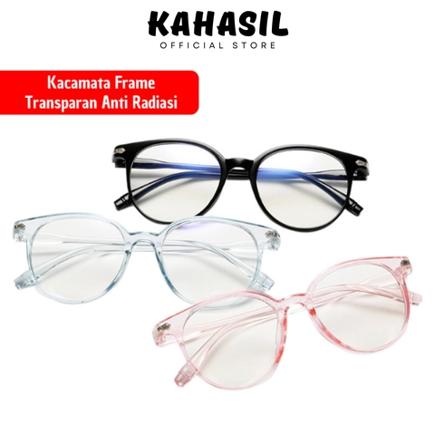KAHASIL - Kacamata Wanita Pria Anti Radiasi Frame Transparan Bening KH012